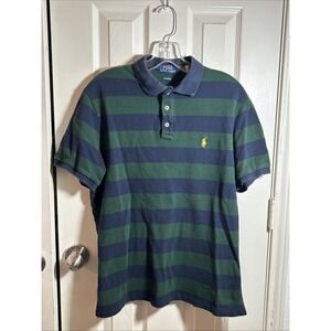 Ralph Lauren Polo Men's Blue Green Short Sleeve Golf Rugby Striped Sz M